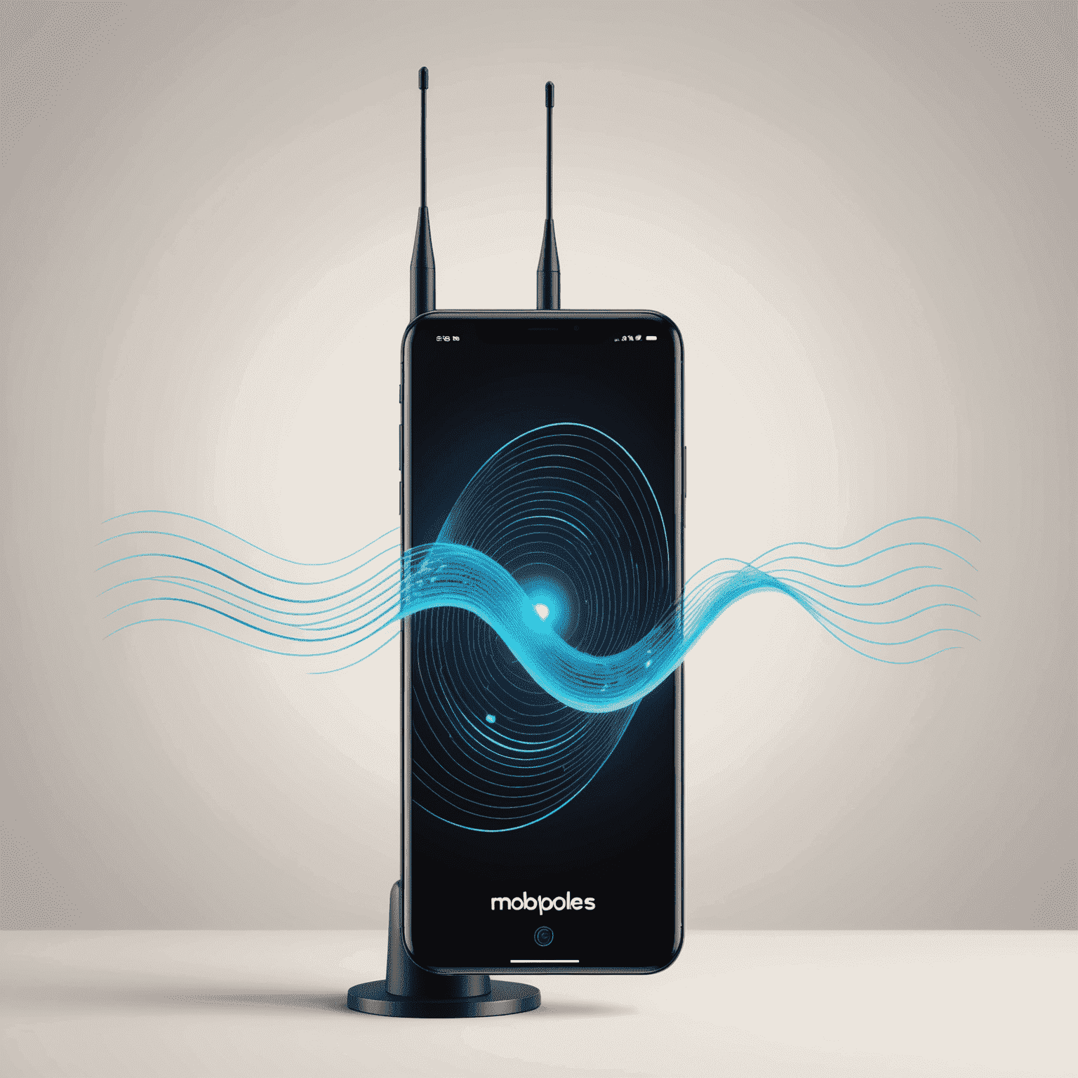 mobipoles logo featuring a stylized mobile device with signal waves, representing 5G technology