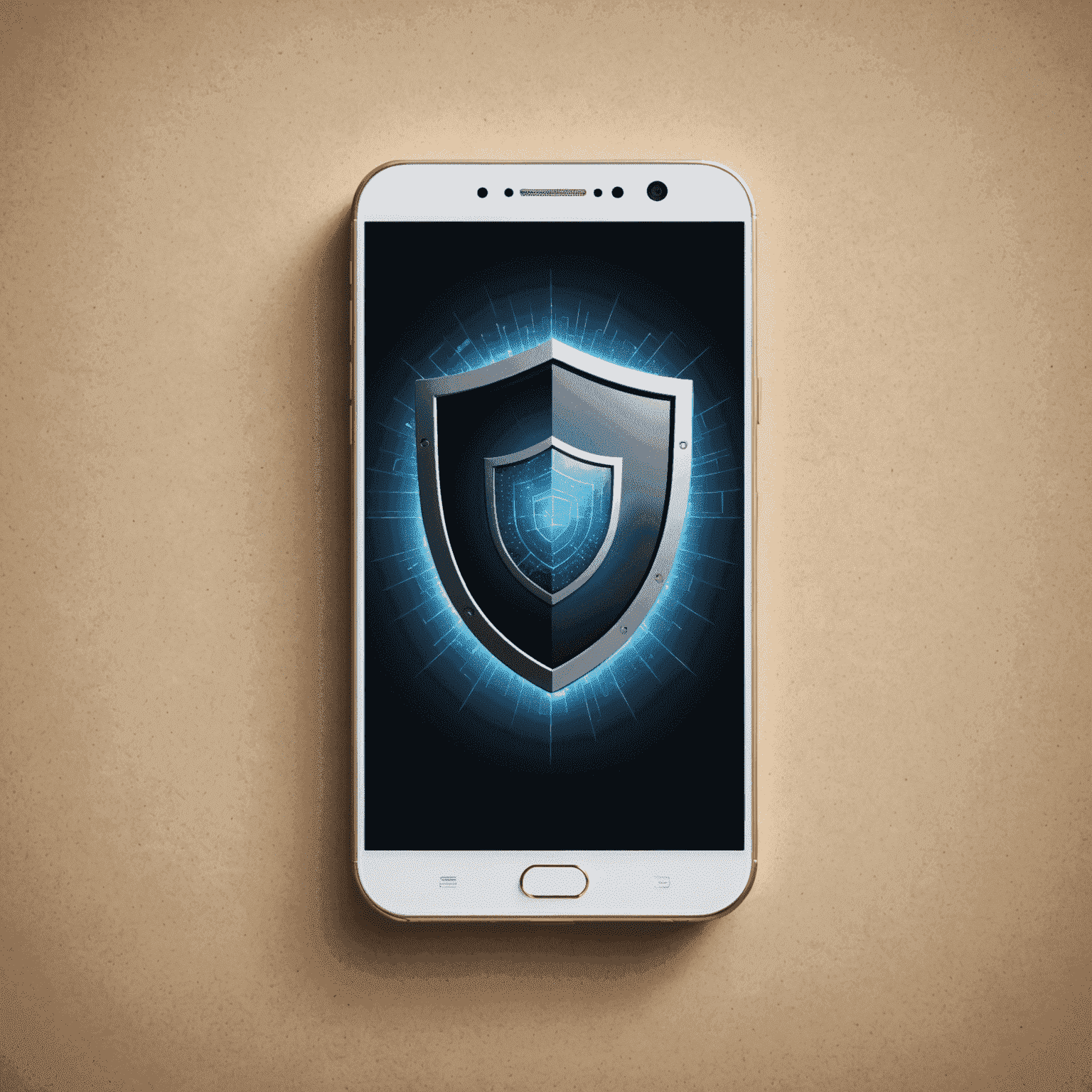A conceptual image of a mobile device protected by a digital shield, symbolizing enhanced security measures and the latest protective updates for smartphones